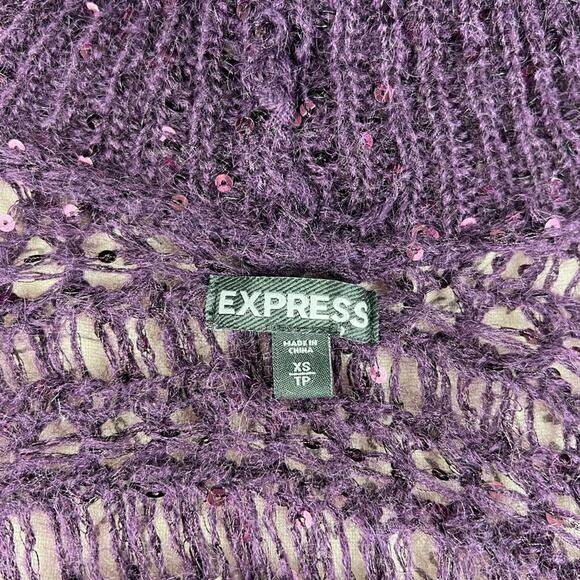 Express Knit Purple Sweater Cardigan with Sequin Size XS - Picture 6 of 7